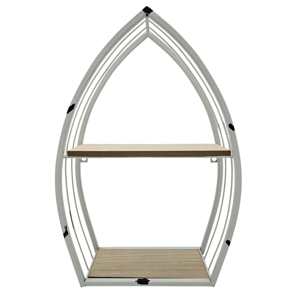 Regal Boot Weiß Wandregal Maritim Metall MDF-Holz 48x32x12 cm Dekoregal Shabby