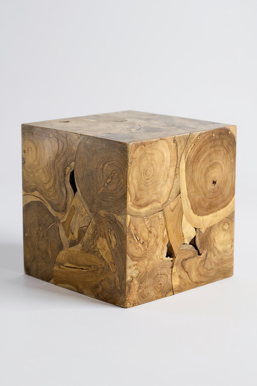 Holzmosaik Beistelltisch - Couchtisch Nachttisch Pflanzenhocker Hocker - Handgefertigt - 3 Verschiedene Größen