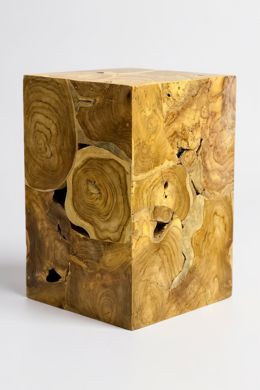 Holzmosaik Beistelltisch - Couchtisch Nachttisch Pflanzenhocker Hocker - Handgefertigt - 3 Verschiedene Größen