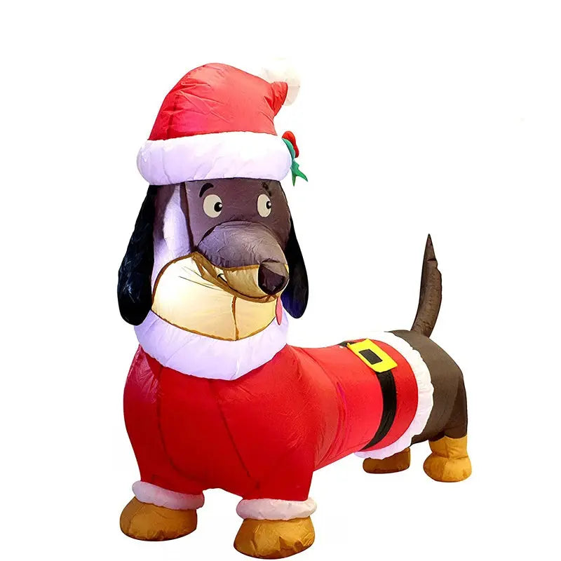 Aufblasbare Weihnachts-Welpen-Dekoration mit integrierter LED-Weihnachtsdackel, aufblasbar, Wiener Hund, Hofdekoration für Weihnachtsspielzeug Wunderweltdeko
