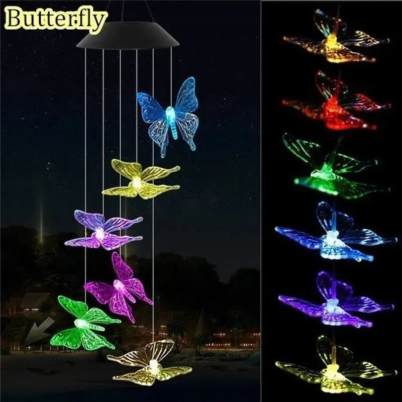 LED Solar Windspiel Kristallkugel - Kolibri Farbwechsel wasserdicht für Garten Wunderweltdeko