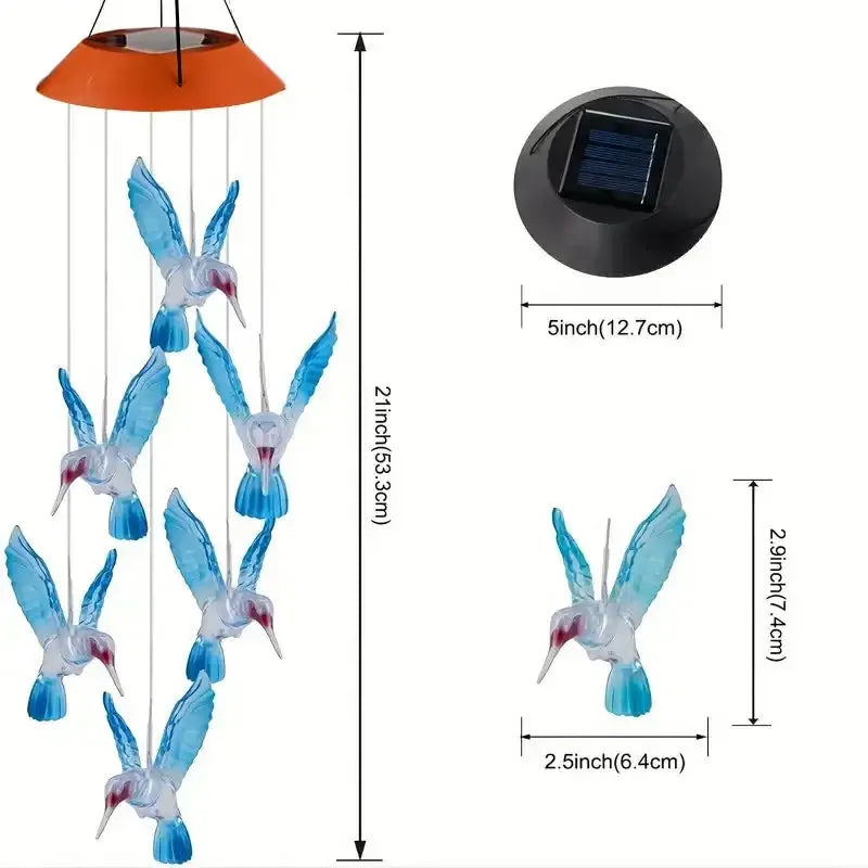 1set Blue Wind Chimes Solar Power Generation for Courtyard and Outdoor Decoration Wind Chimes and Pendants1set Blue Wind Chimes Wunderweltdeko