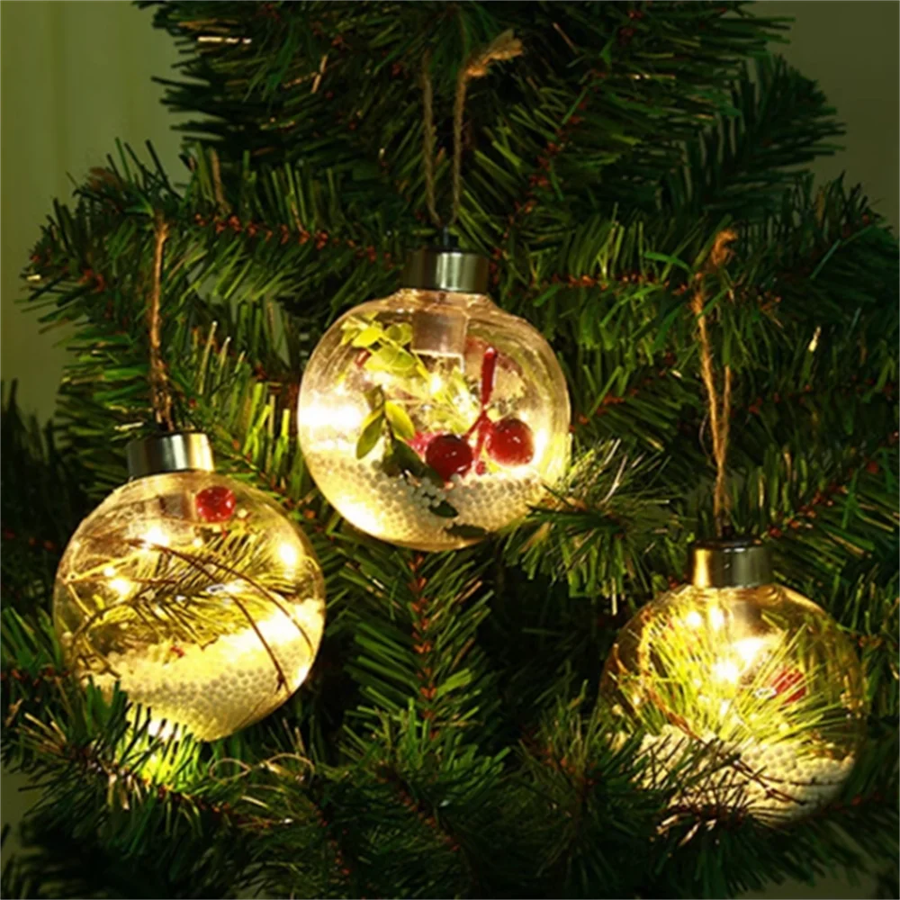 LED Weihnachtskugel 8cm Transparent Kupferdraht