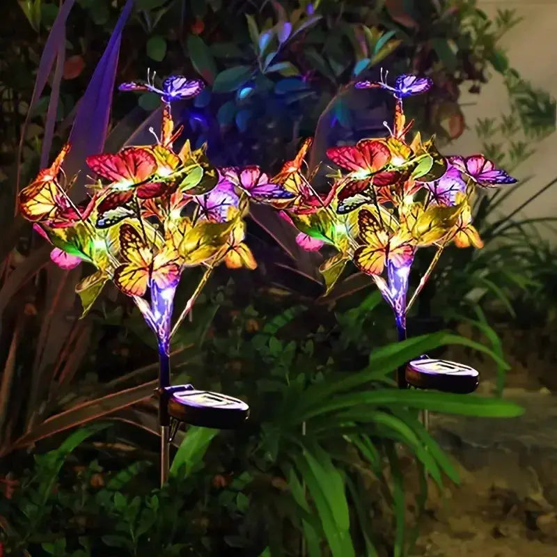 LED Solar Gartenleuchten Schmetterling - Wasserdicht Blumenbaum Lichter für Garten Wunderweltdeko