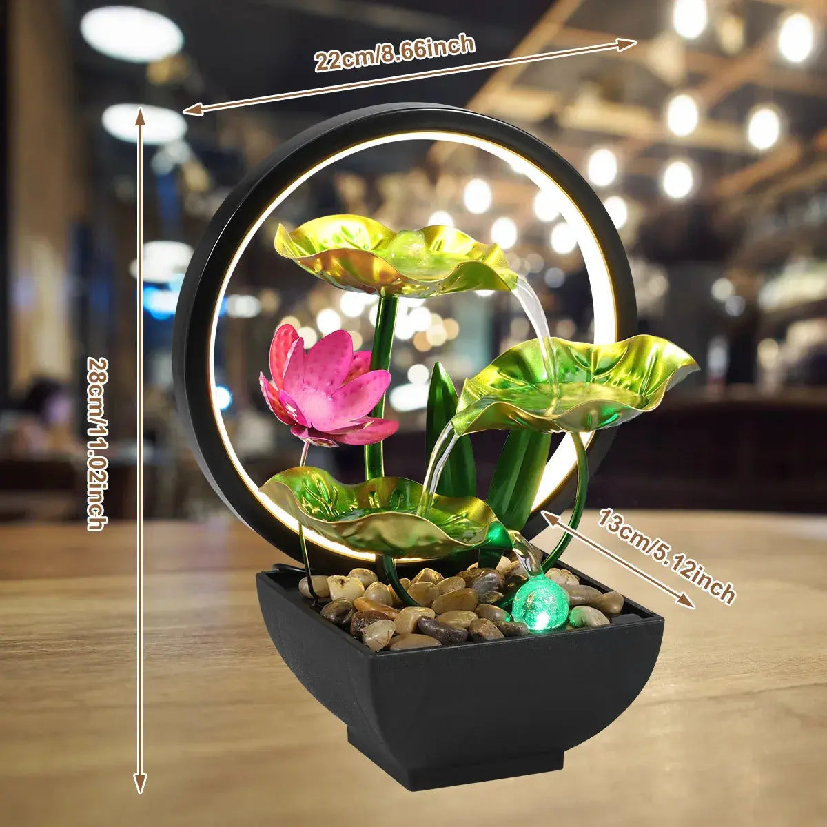 USB Tisch-Wasserbrunnen mit LED - Desktop Wasserfall für Entspannung Wunderweltdeko