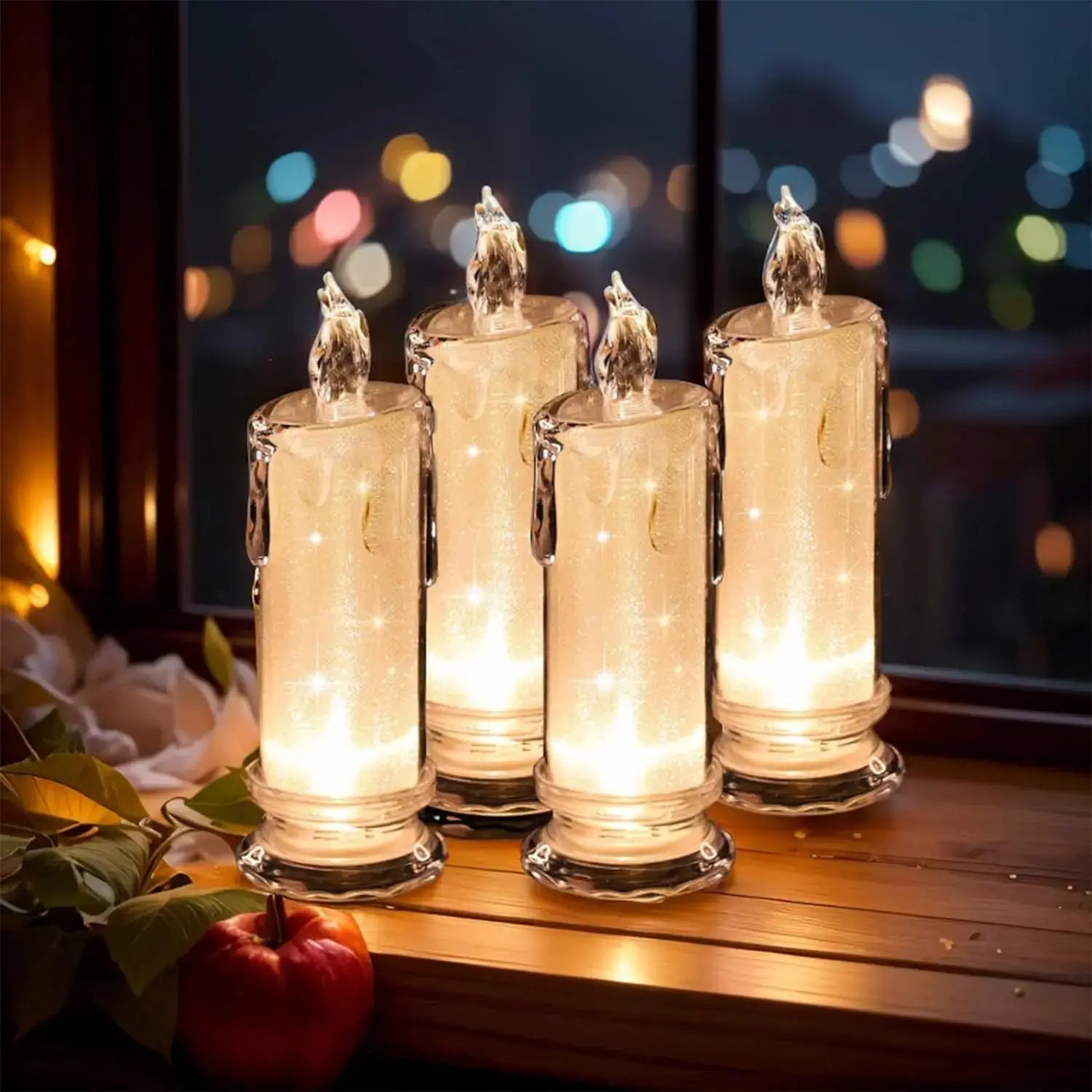 Kristall Kerzen LED Licht Transparent Flammenlose Batterie Power Laterne Nacht Lampe Hochzeit Party Geburtstag Weihnachten Halloween Dekor Wunderweltdeko
