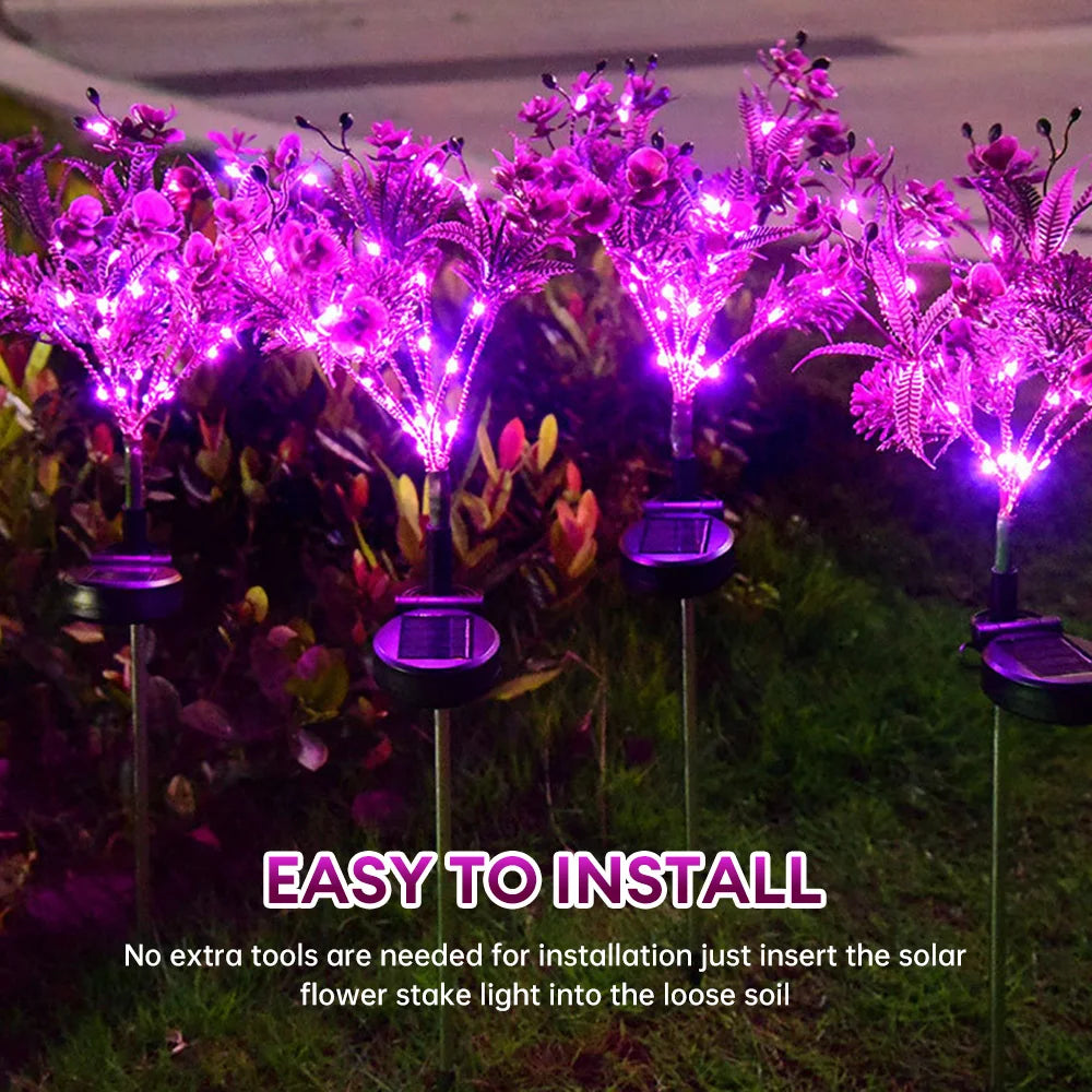 LED Solar Orchideen-Licht Phalaenopsis - Wetterfeste Gartendeko IP65 mit 8-10h Leuchtdauer