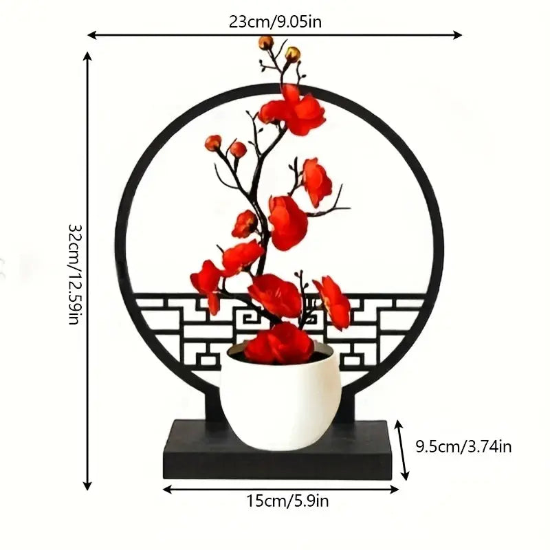 Pflaumenblüten Bonsai Kunstbaum - Chinesischer Stil Dekoration für Wohnzimmer & Büro Wunderweltdeko