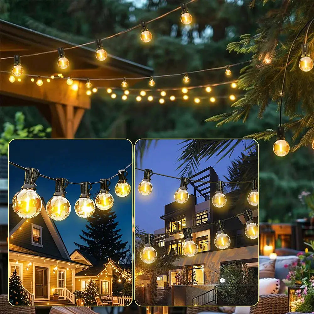 G40 LED-Solar-Lichterkette in Warmweiß mit Fernbedienung und 8 Blinkmodi – einstellbare Helligkeit, wetterbeständig für Ga Wunderweltdeko