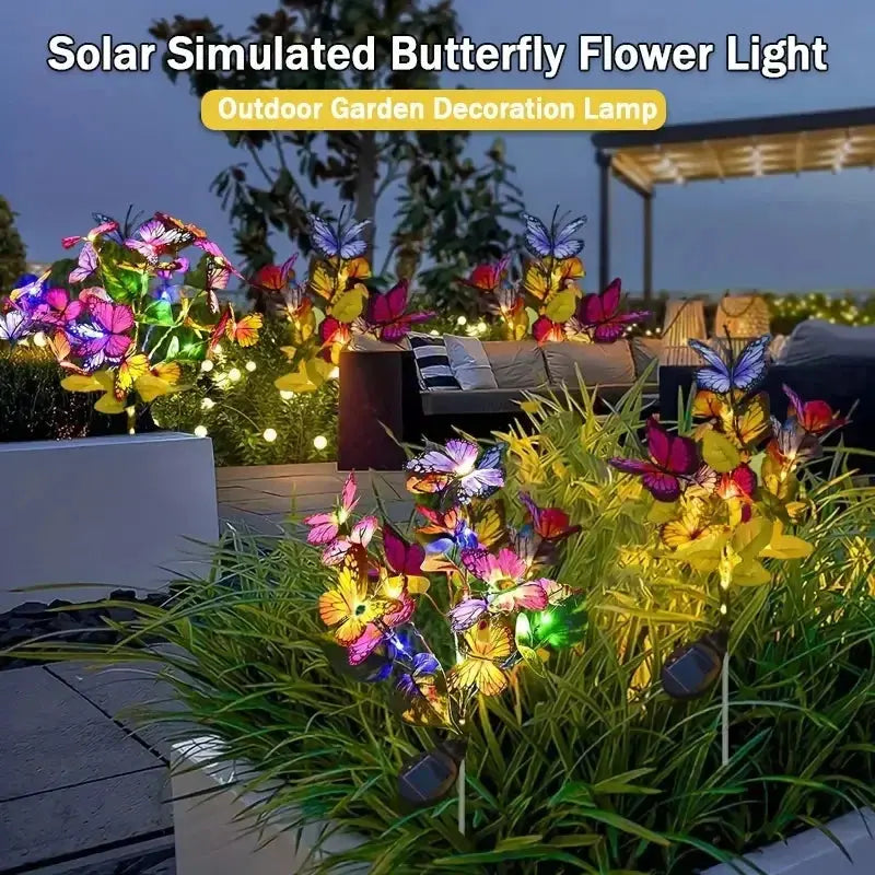 LED Solar Gartenleuchten Schmetterling - Wasserdicht Blumenbaum Lichter für Garten Wunderweltdeko