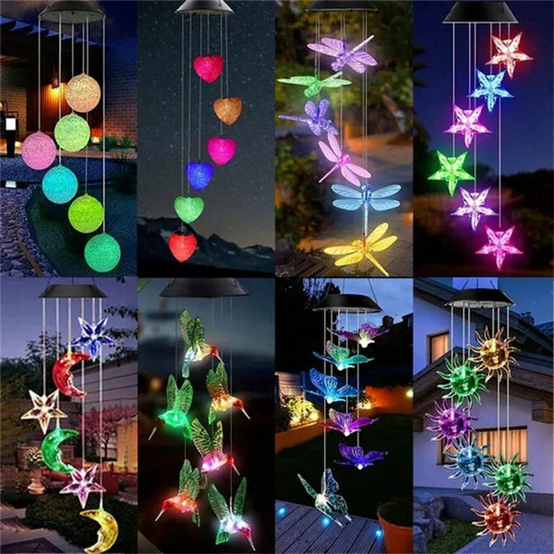 LED Solar Windspiel Kristallkugel - Kolibri Farbwechsel wasserdicht für Garten Wunderweltdeko