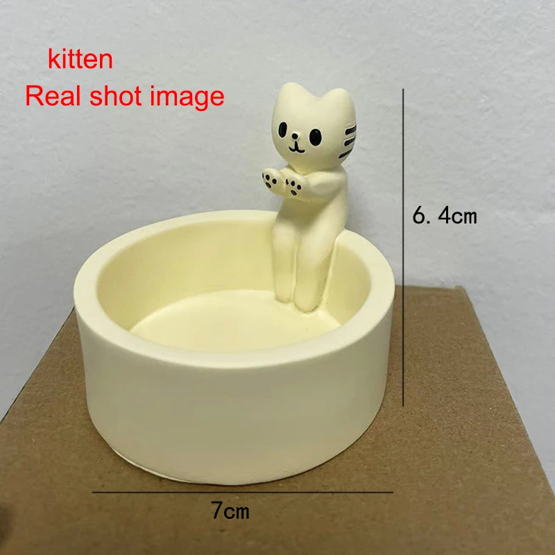Keramik Kerzenhalter Katze - Handgefertigte Deko mit Cartoon-Design