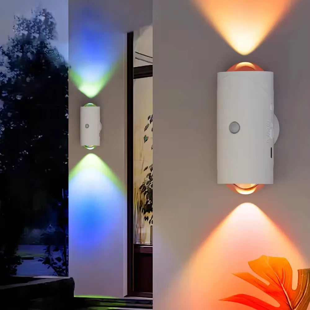 LED Wandleuchte mit Bewegungsmelder - Wiederaufladbar, RGB Farbwechsel, Magnetisch, 3 Modi