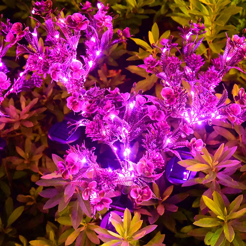 LED Solar Orchideen-Licht Phalaenopsis - Wetterfeste Gartendeko IP65 mit 8-10h Leuchtdauer