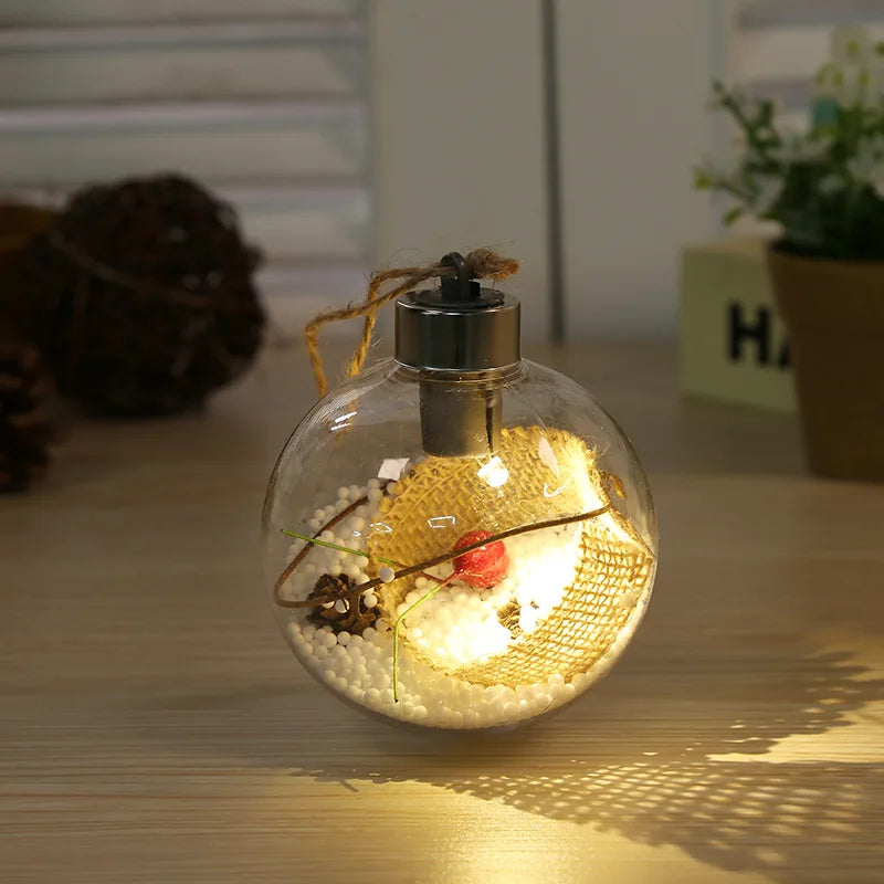 LED Weihnachtskugel 8cm Transparent Kupferdraht