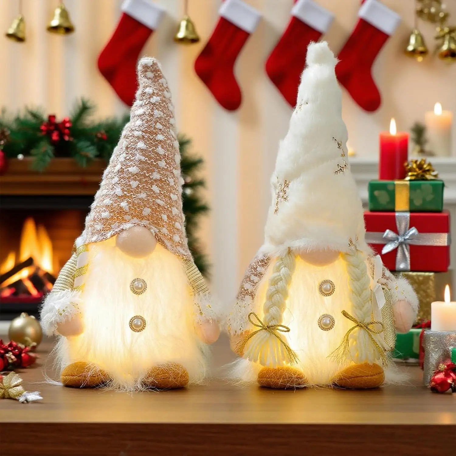 LED Weihnachtszwerg 30cm - Leuchtende Wichtelfigur mit Nachtlicht