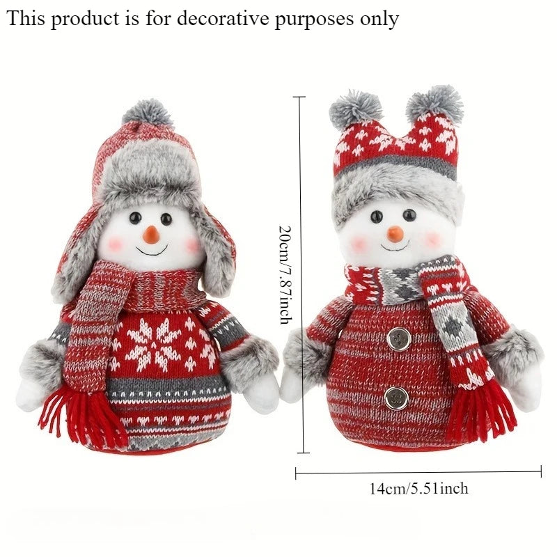 Schneemann Weihnachtsdeko Stoff Rot & Blau