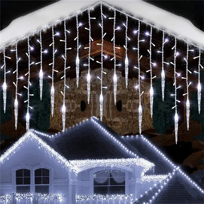 LED Weihnachtslichterkette Eiszapfen - 5-28m Außen Vorhang Lichterkette mit 8 Modi Wunderweltdeko