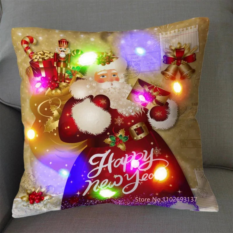 LED Weihnachts-Kissenbezug 45x45cm Weihnachtsmann
