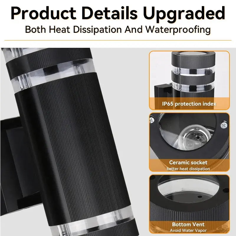 LED Außenwandleuchte E27 Up&Down - IP65 Wasserdicht für Veranda & Garten Wunderweltdeko