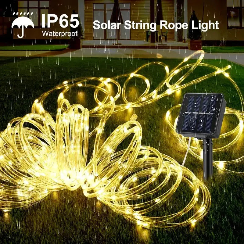 Solar LED Lichterkette Feenröhren - 7m/50 LEDs wasserdicht IP65 mit 8 Modi Wunderweltdeko