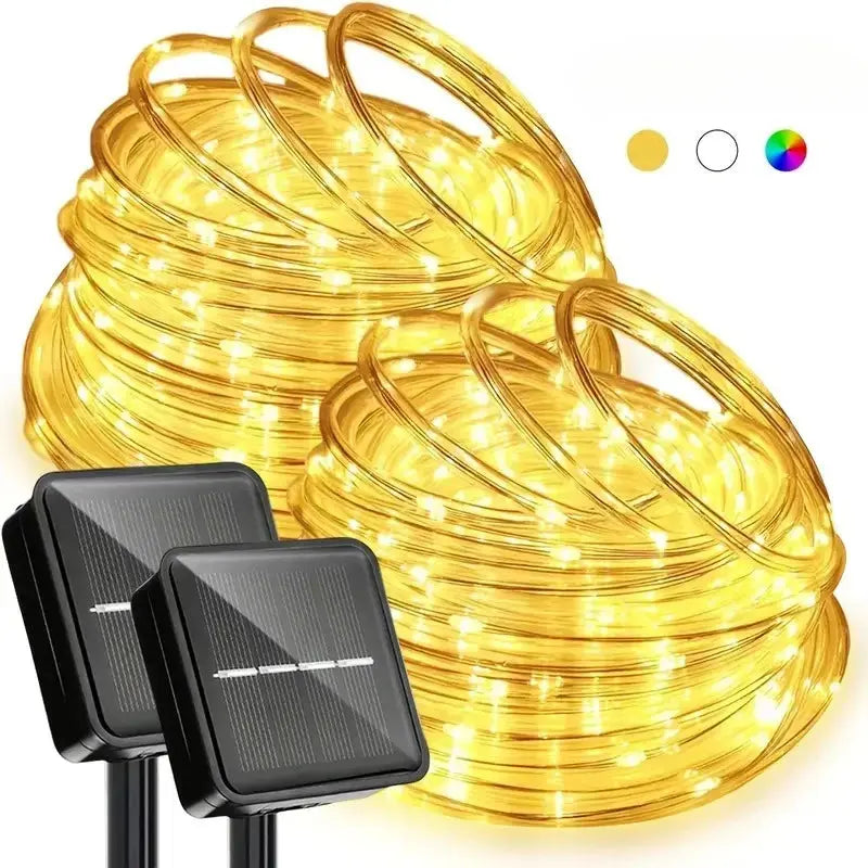 Solar LED Lichterkette Feenröhren - 7m/50 LEDs wasserdicht IP65 mit 8 Modi Wunderweltdeko