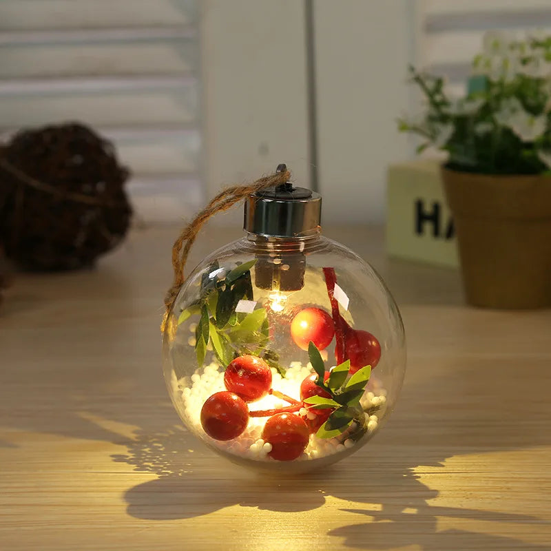 LED Weihnachtskugel 8cm Transparent Kupferdraht