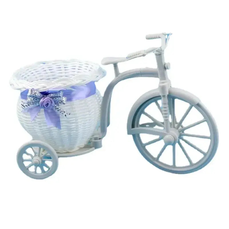 Weißes Fahrrad dekorative Blumen korb Hochzeits dekoration Kunststoff Dreirad Design Blumentopf Aufbewahrung skorb Party Dekoration Topf Wunderweltdeko