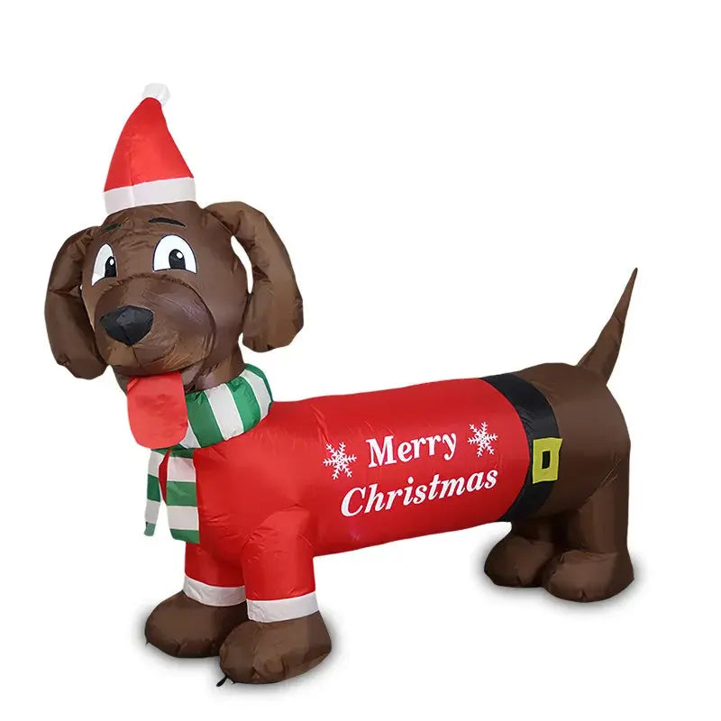Aufblasbare Weihnachts-Welpen-Dekoration mit integrierter LED-Weihnachtsdackel, aufblasbar, Wiener Hund, Hofdekoration für Weihnachtsspielzeug Wunderweltdeko