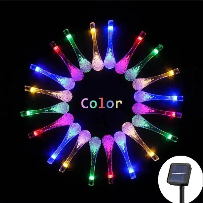 Solar Lichterkette Wassertropfen LED - 50 LEDs Wasserdicht für Garten, Terrasse & Weihnachtsdeko Wunderweltdeko