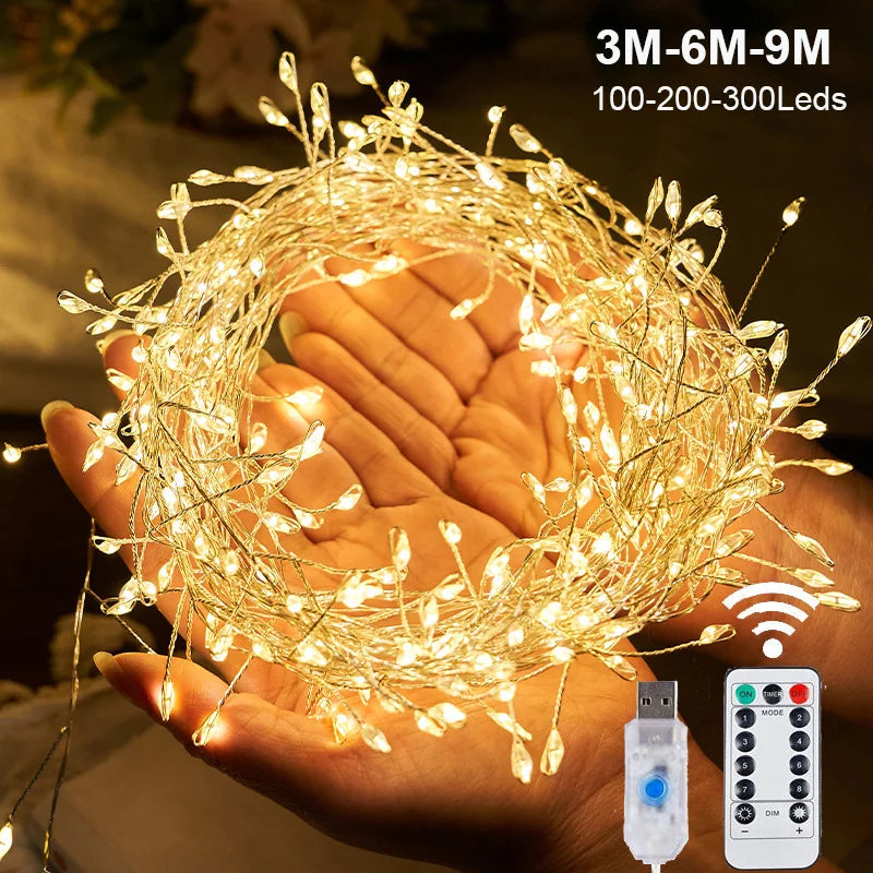 LED Feuerwerk Lichterkette USB mit Fernbedienung - 3m 100 LEDs für Hochzeit, Party & Weihnachten