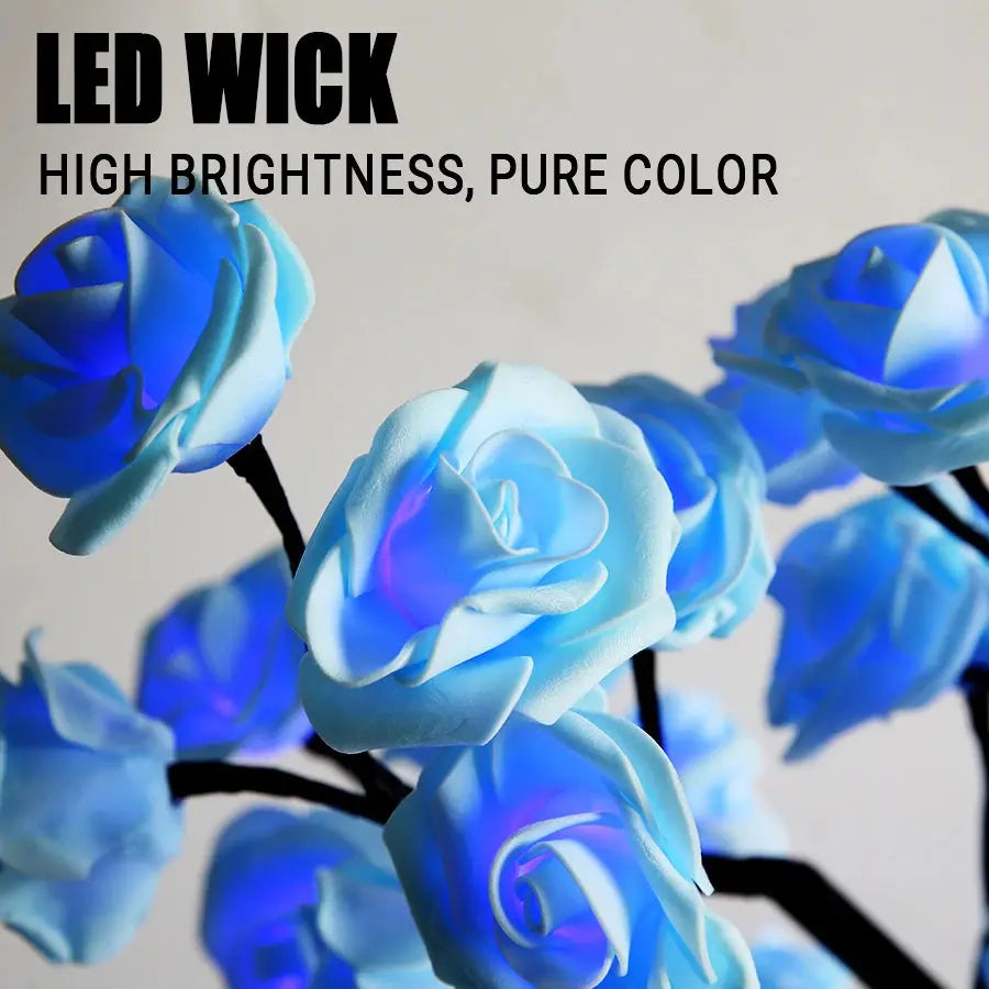 LED Rosenbaum Tischlampe 24 LEDs USB - Romantisches Nachtlicht für Schlafzimmer & Hochzeit Wunderweltdeko