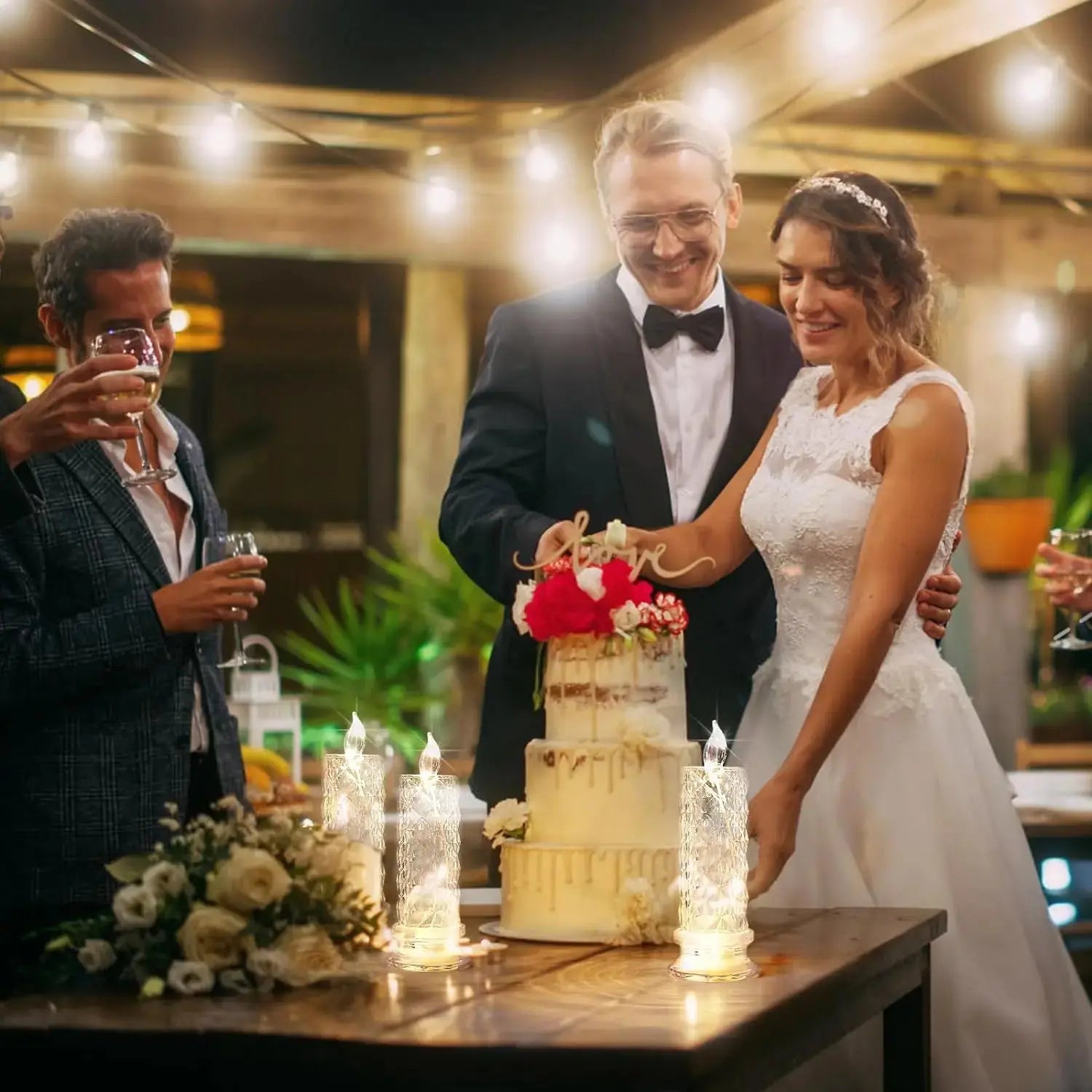 Kristall Kerzen LED Licht Transparent Flammenlose Batterie Power Laterne Nacht Lampe Hochzeit Party Geburtstag Weihnachten Halloween Dekor Wunderweltdeko