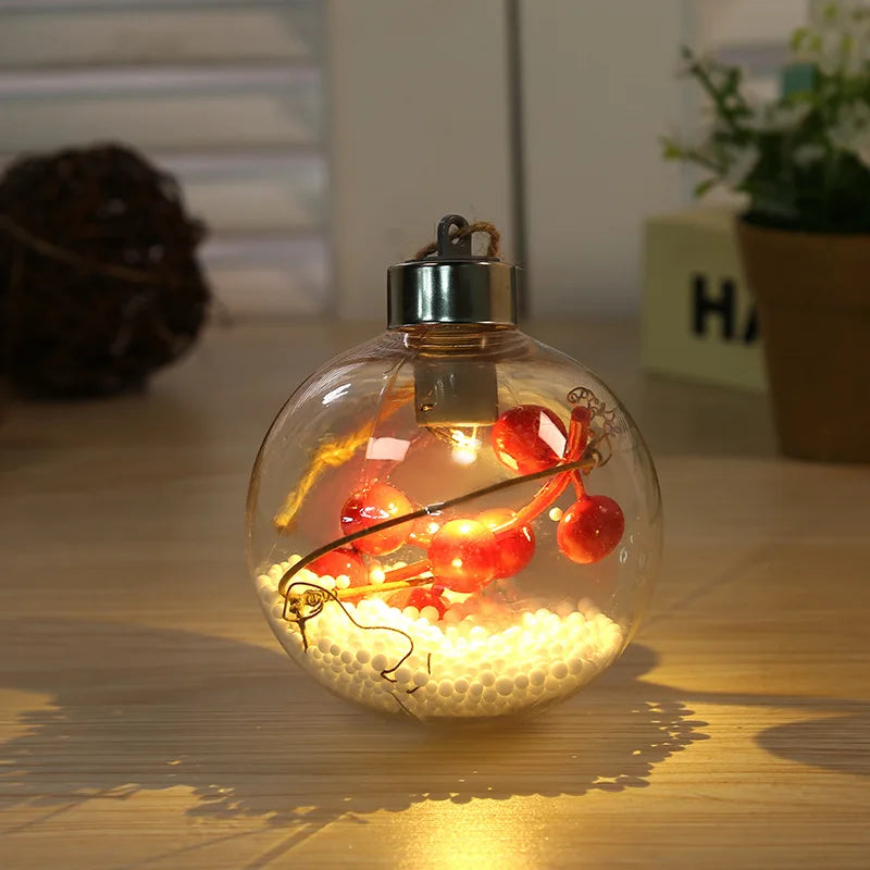 LED Weihnachtskugel 8cm Transparent Kupferdraht
