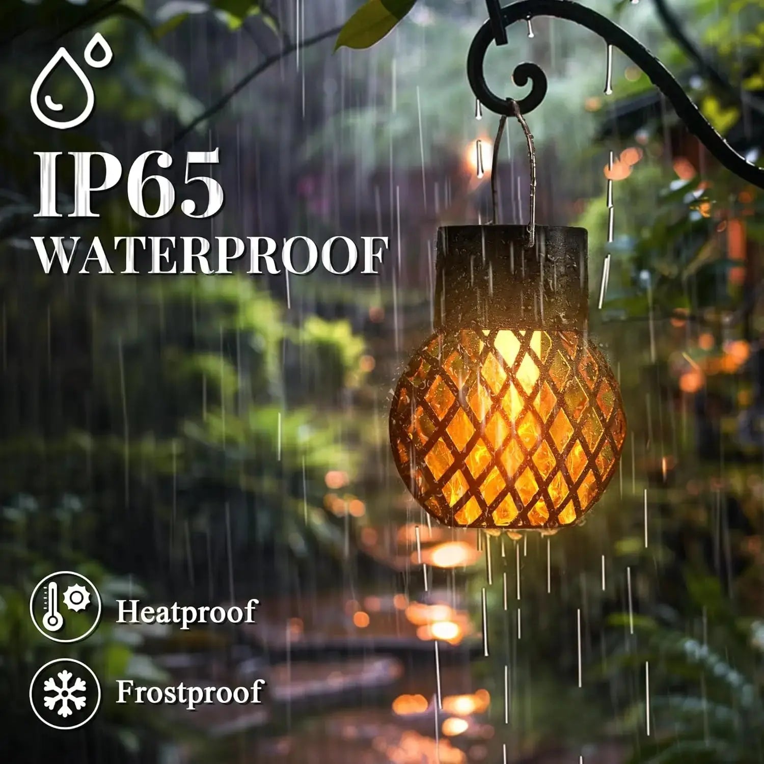 Solar LED Flammeneffekt Laterne - Wasserdichte Hängelampe für Garten, Terrasse & Hof Wunderweltdeko