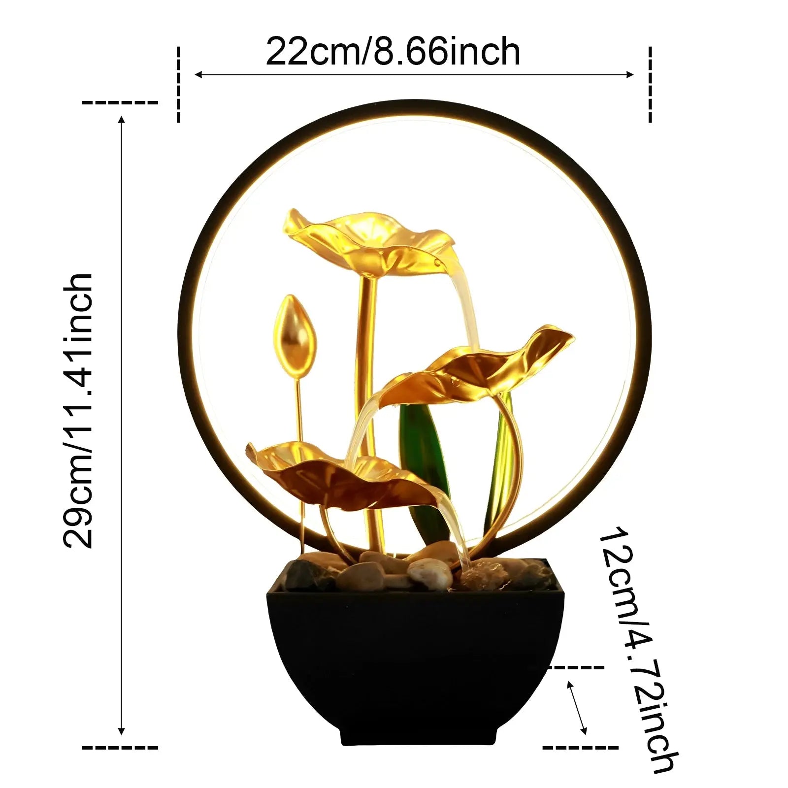 USB Tisch-Wasserbrunnen mit LED - Desktop Wasserfall für Entspannung Wunderweltdeko