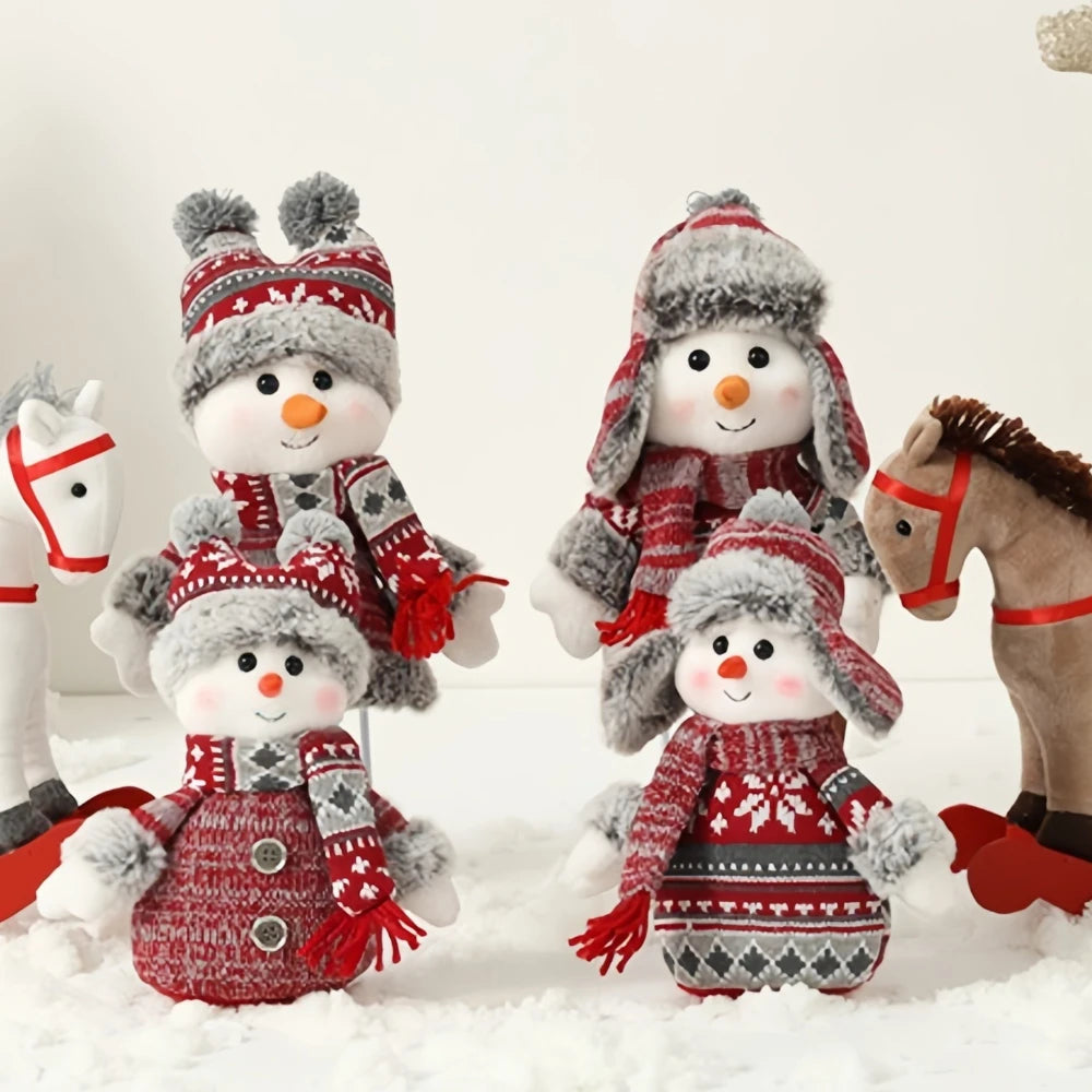 Schneemann Weihnachtsdeko Stoff Rot & Blau