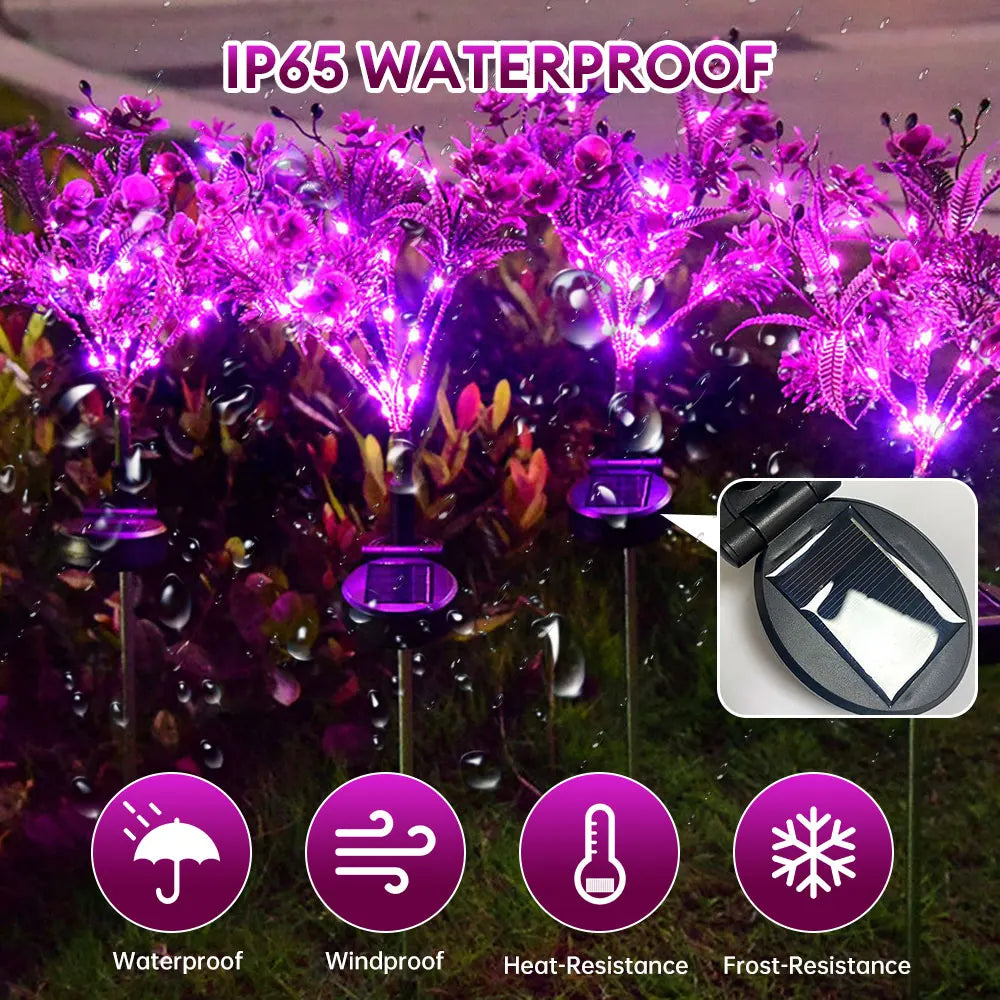 LED Solar Orchideen-Licht Phalaenopsis - Wetterfeste Gartendeko IP65 mit 8-10h Leuchtdauer