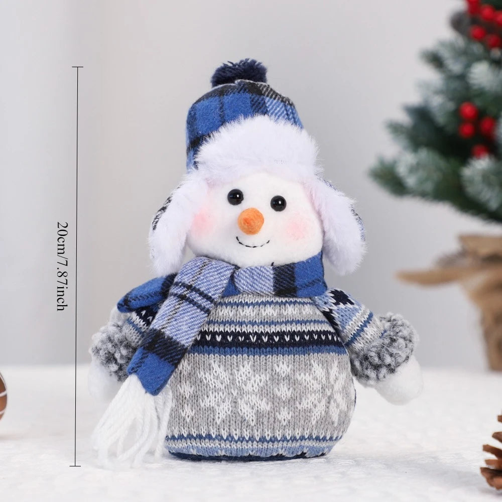 Schneemann Weihnachtsdeko Stoff Rot & Blau