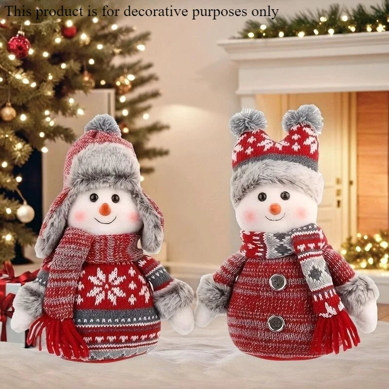 Schneemann Weihnachtsdeko Stoff Rot & Blau