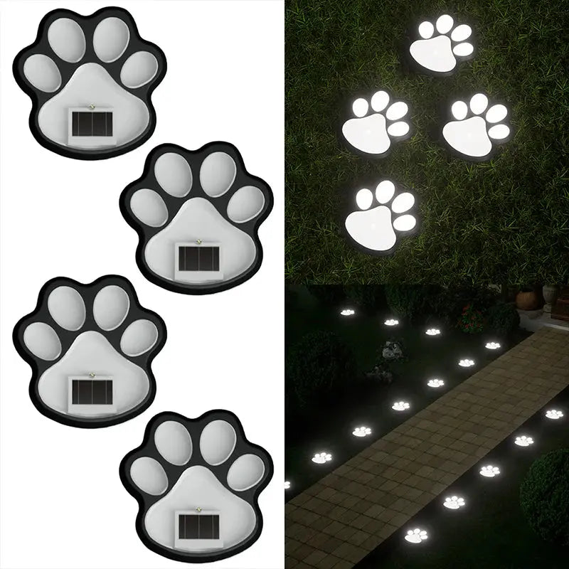 Solar LED Tierpfotenabdruck Lichter - Wasserdicht IP65 Garten Wegbeleuchtung 4er Set Wunderweltdeko