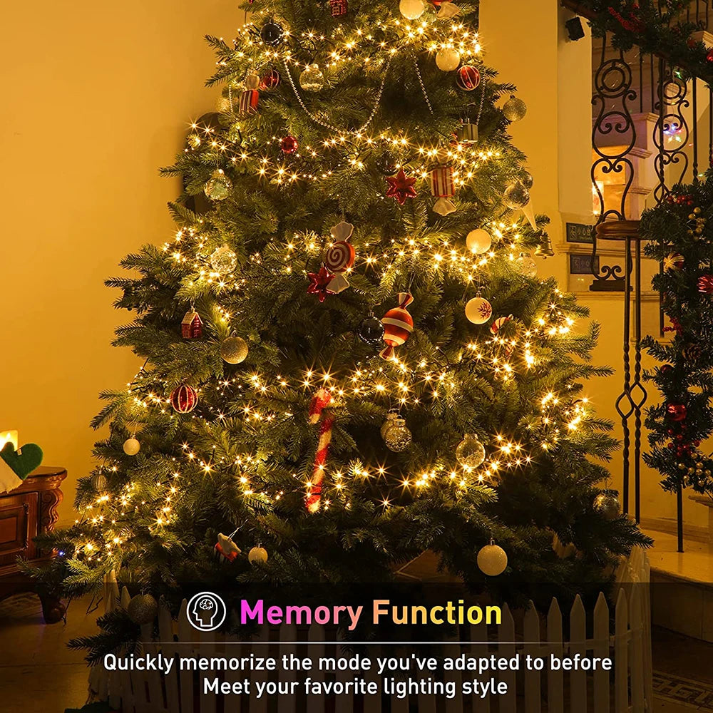 LED Lichterkette 40m mit 1200 LEDs - Grüner Draht, Fernbedienung & Dimmbar für Weihnachten & Outdoor