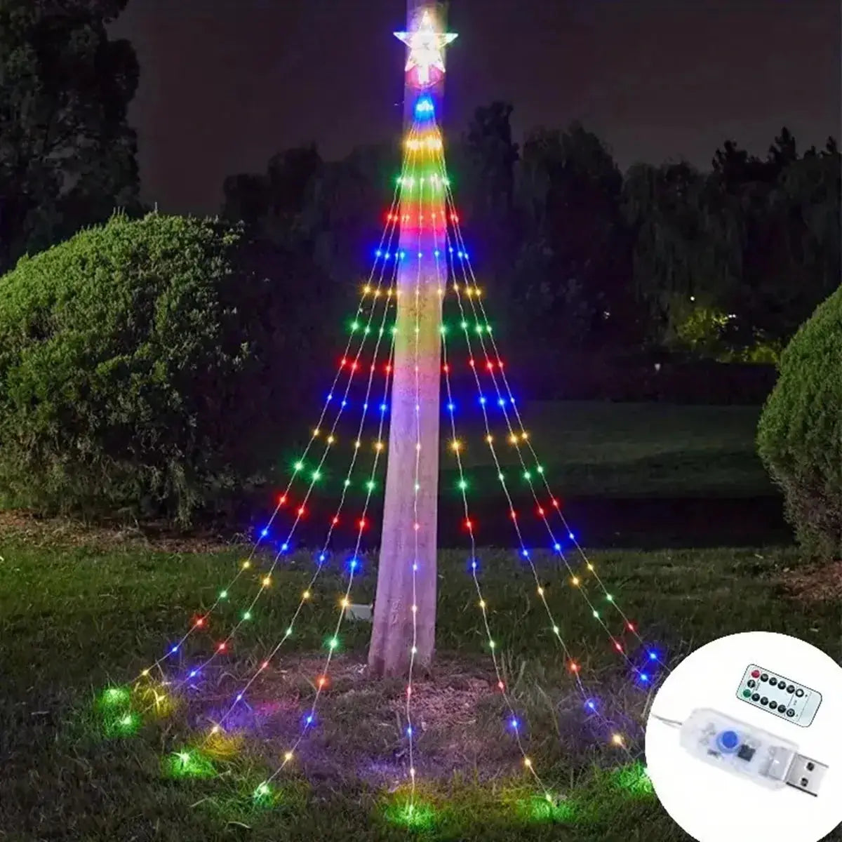 LED Stern Wasserfall Lichterkette 198 LEDs - 8 Modi USB & Fernbedienung - Weihnachtsdeko Innen & Außen Wunderweltdeko