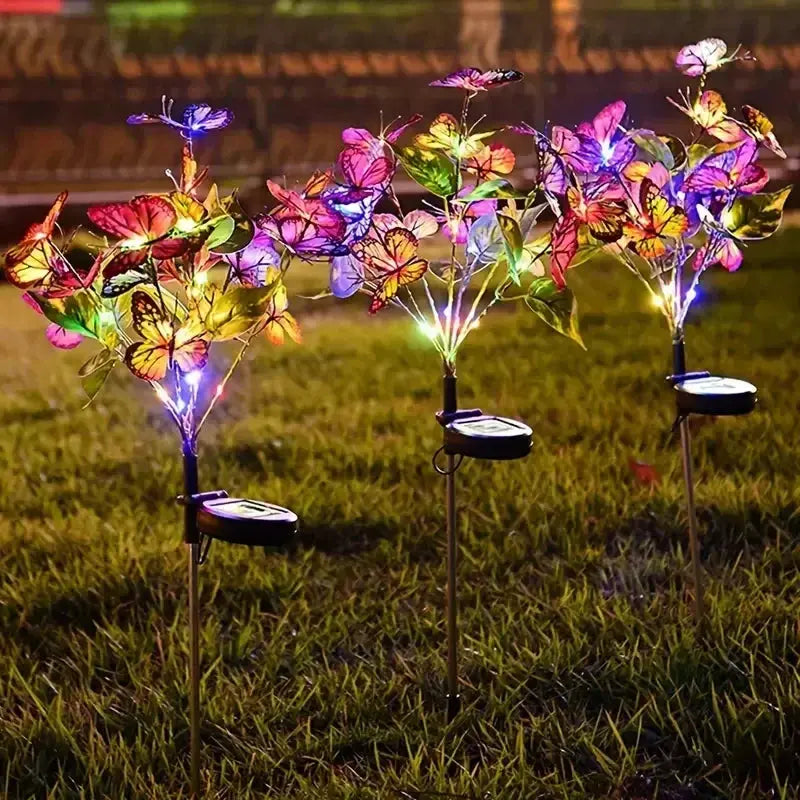LED Solar Gartenleuchten Schmetterling - Wasserdicht Blumenbaum Lichter für Garten Wunderweltdeko