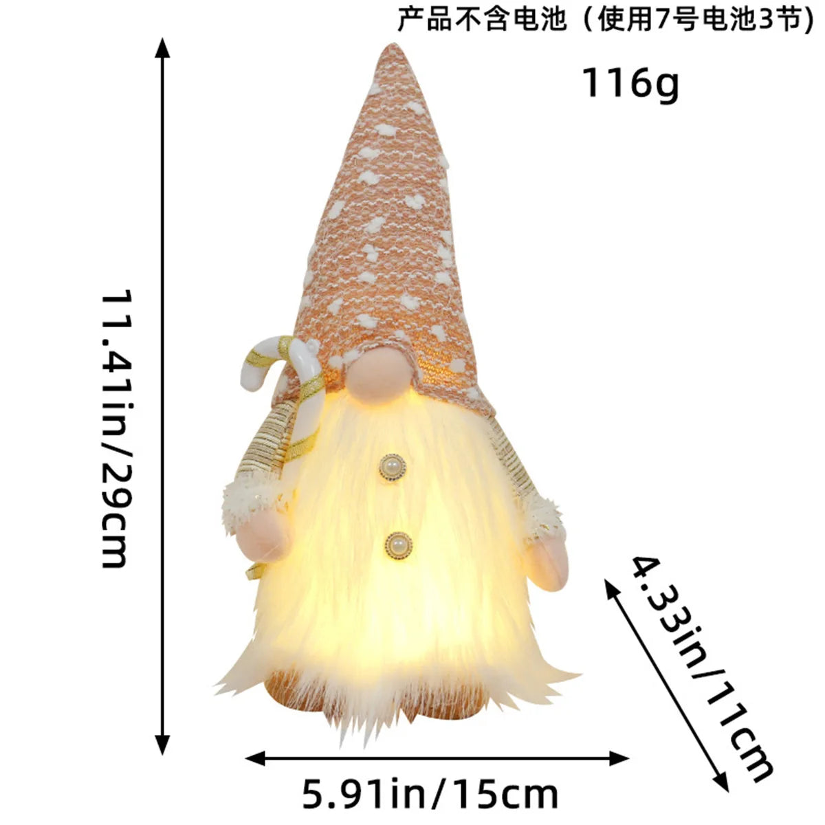 LED Weihnachtszwerg 30cm - Leuchtende Wichtelfigur mit Nachtlicht