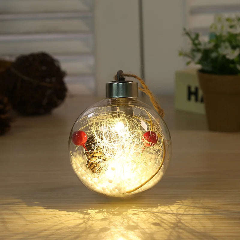 LED Weihnachtskugel 8cm Transparent Kupferdraht