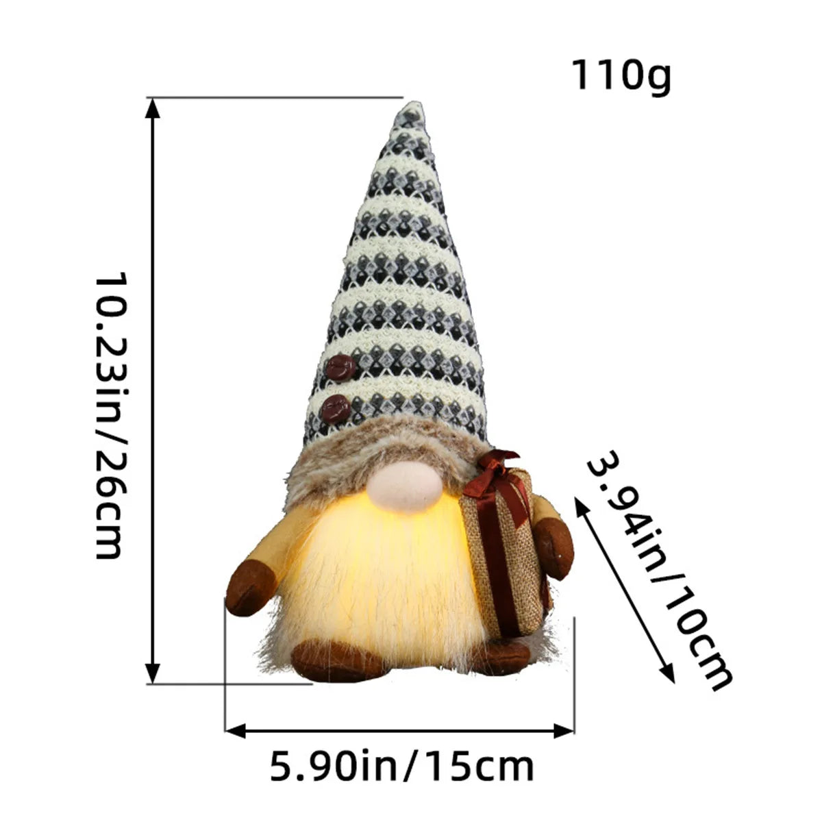 LED Weihnachtszwerg 30cm - Leuchtende Wichtelfigur mit Nachtlicht