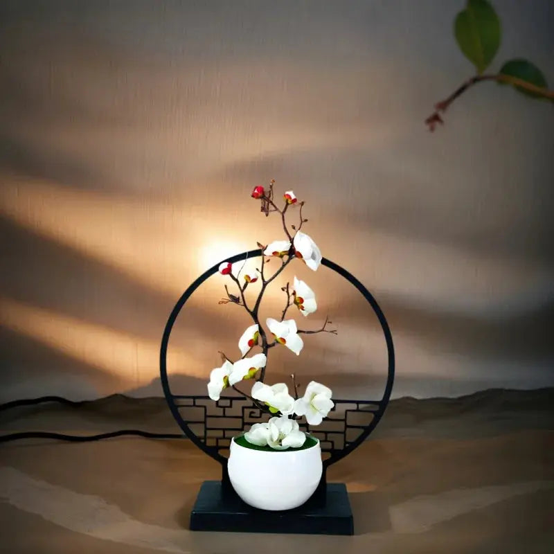 Pflaumenblüten Bonsai Kunstbaum - Chinesischer Stil Dekoration für Wohnzimmer & Büro Wunderweltdeko