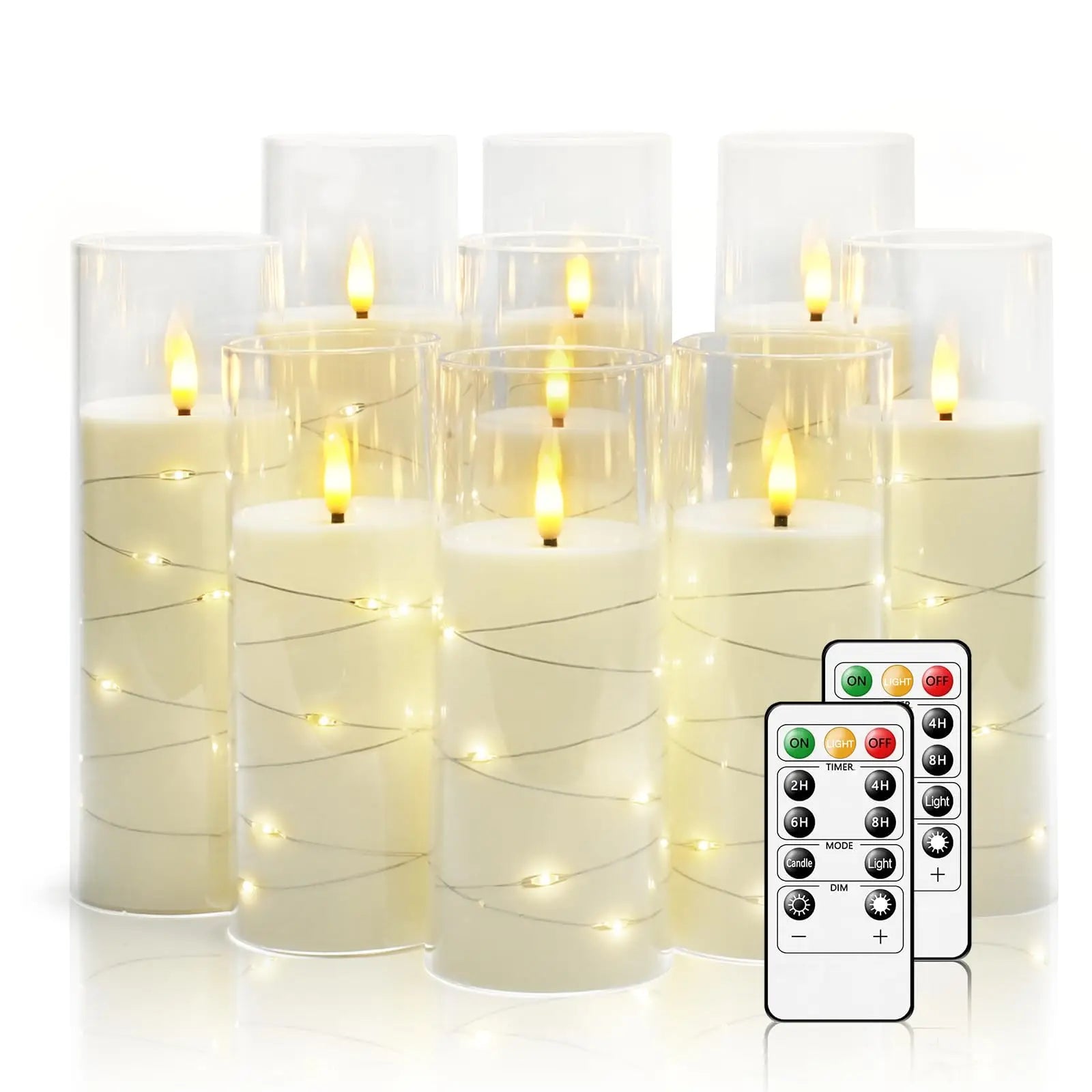 LED Kerzen Set mit Fernbedienung und Sternenlicht - 5 flammenlose Kerzen mit Flackereffekt