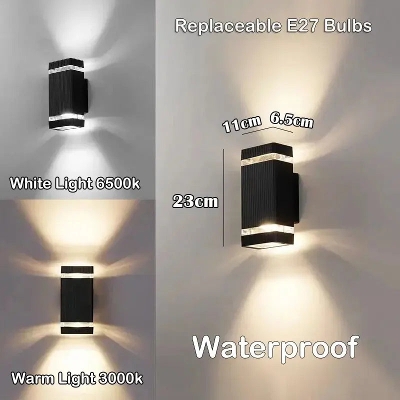 LED Außenwandleuchte E27 Up&Down - IP65 Wasserdicht für Veranda & Garten Wunderweltdeko